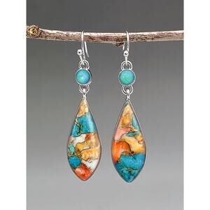 NEW Bohemian Geometric Drop Earrings Teardrop Colorful Mosaic